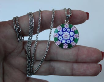 Collier Long Ancien En Verre De Murano Millefiori - Perles Multicolores De Plus De 60 Cm