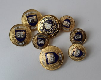 Lot of 8 Vintage Yale University Blazer Buttons, Unused Beautiful Yale University Heraldic Crest Buttons Ben Silver Blazer Assorted Buttons