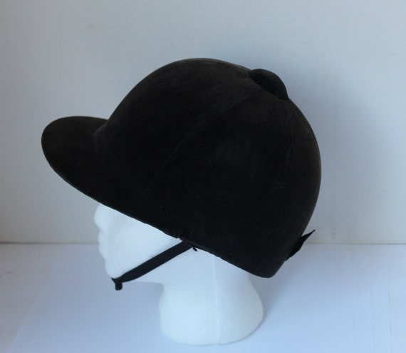 Vintage Dark Brown Velvet Riding Helmet Equestrian Helmet  display picture 1