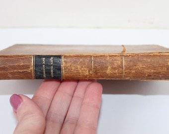 Libro cristiano religioso de la década de 1830 en piel de becerro, primera edición Religión y vida eterna o irreligión y ruina perpetua J.G. Pike, NY