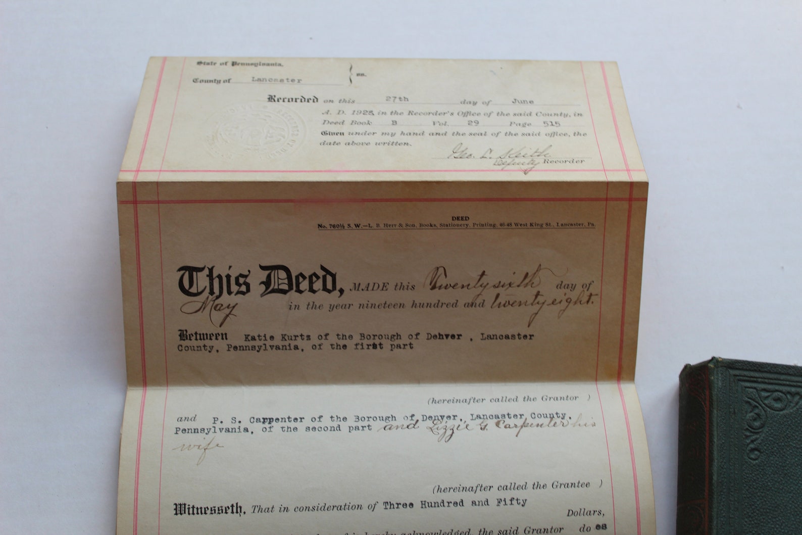 Antique Lancaster County PA Deed 5 Lots on Broad St Denver Etsy