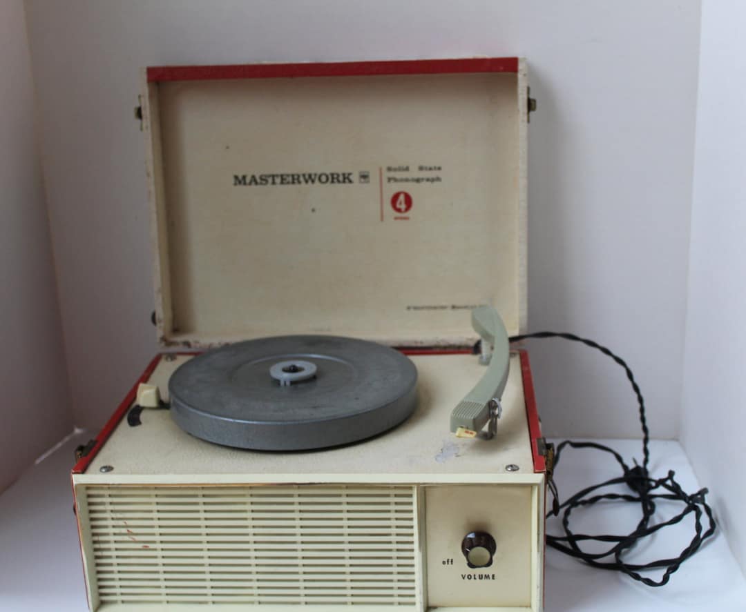 Vintage Mid Century 1960s Record Player Turntable by Masterwork Solid