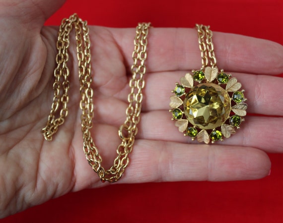Vintage Avon Faux Green Peridot and Citrine Like … - image 1