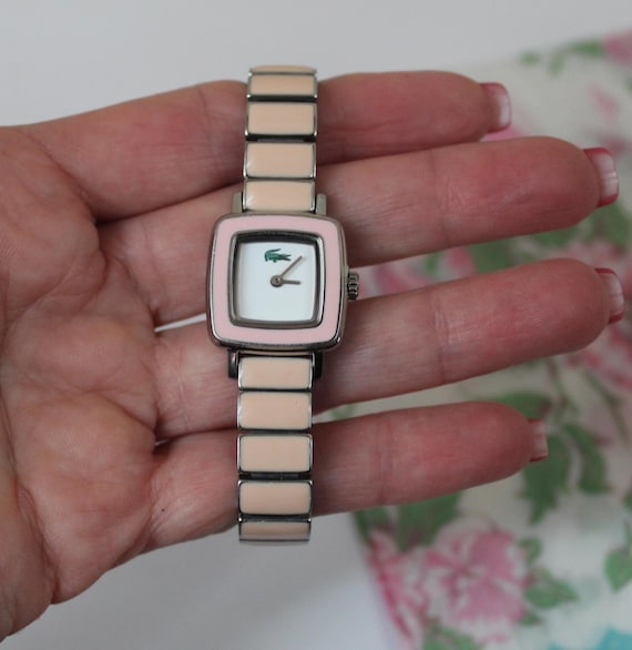 Vintage All Original Scarce IZOD Lacoste Pink Enamel Wrist Watch
