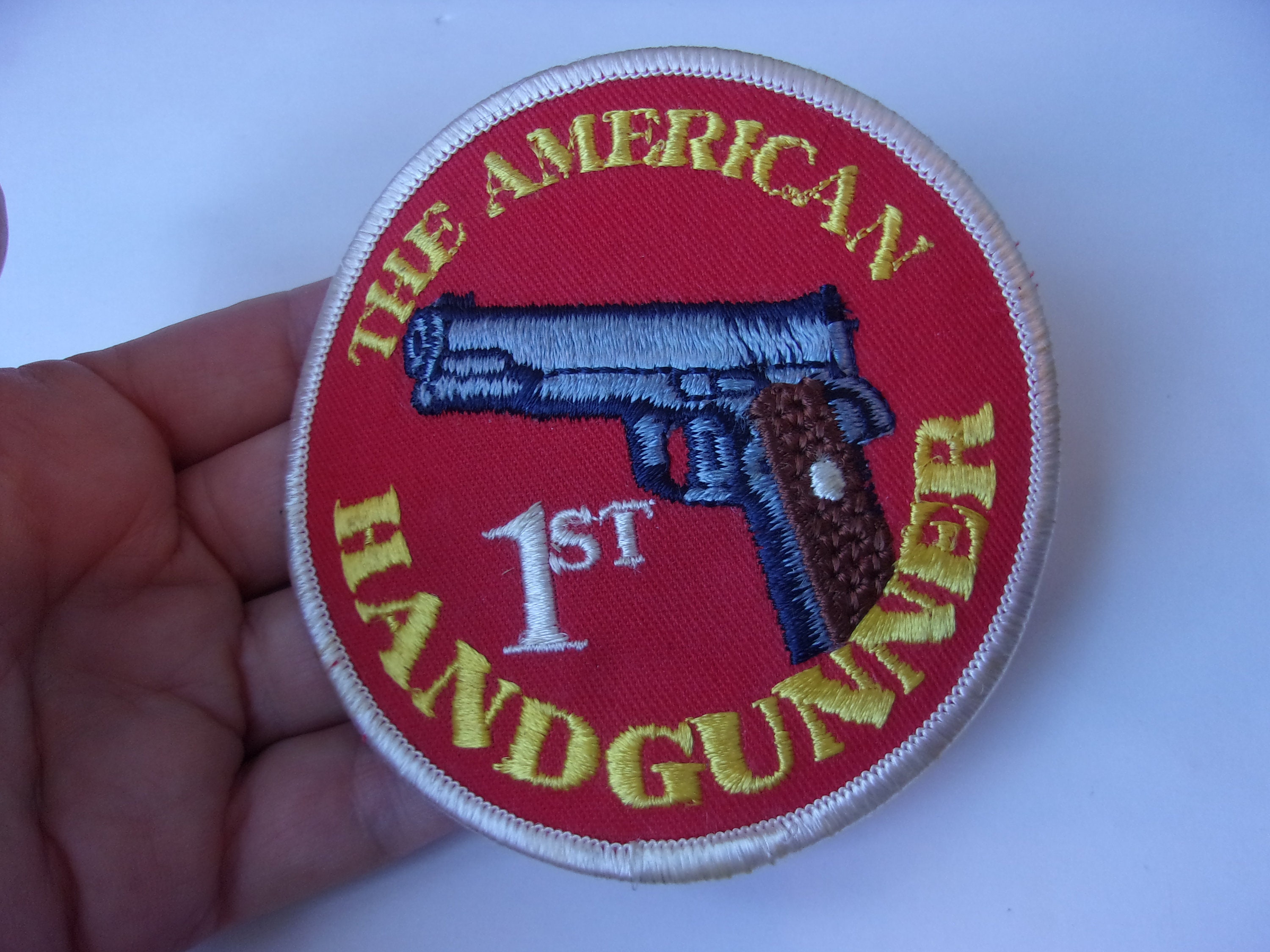 Militaria Aufnäher Hakenunterstützung Smith And Wesson Schusswaffe Bestickter Aufnäher | 2 Stück Waffen Patch Armee Style