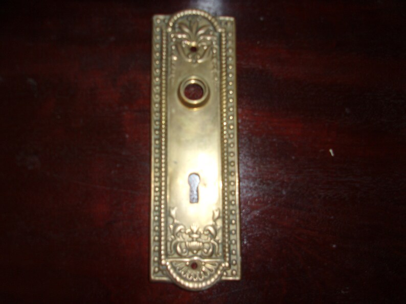 Fancy Victorian Door Knob Key Plate Antique Brass Old Escutcheon Door Knob Key Plate Old Hardware