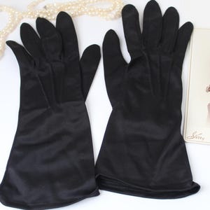 Vintage Ladies Size 7 Black Over The Wrist Gloves Mid Century 1950s Made In West Germany Beautiful Elegant Black Gloves Clean Wearable