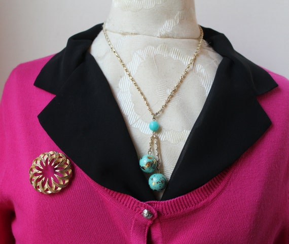 Vintage Mid Century Mod 1960s Turquoise Lucite La… - image 3