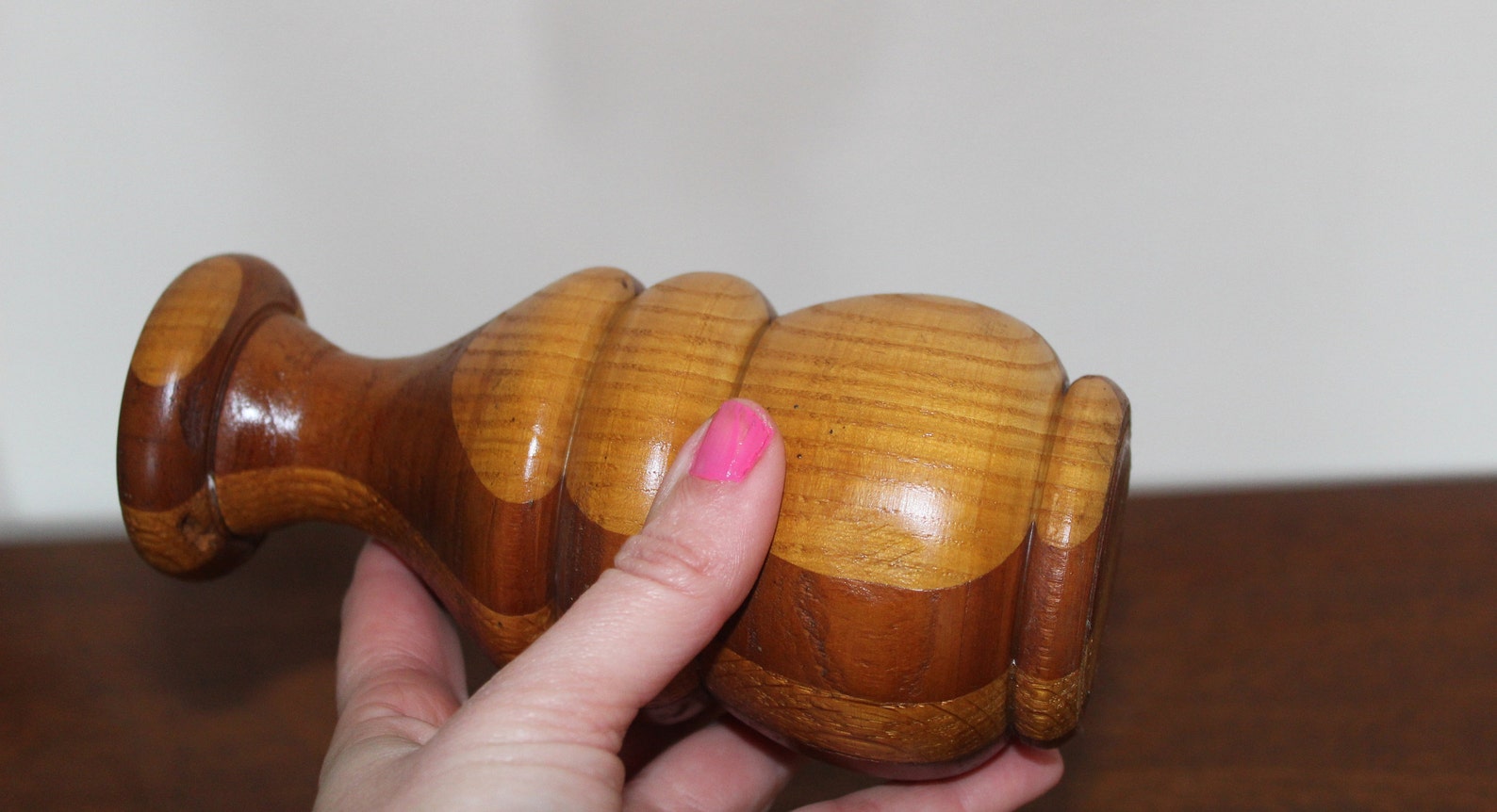 Vintage Turned Wood Vase Handmade Wooden Vase Cherry and Oak Etsy