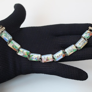 Estate Vintage Mid Century BERMUDA Charms Travel Bracelet, Detailed Bermuda Souvenir Scenery Storybook Bracelet Bermuda Scenes Bracelet 7.5&quot;
