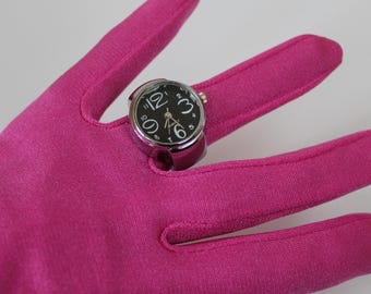 Silver Tone Watch Ring, Elastic Adjustable Band Fits Anyone, Working Perfectly Quartz Watch Ring Unisex