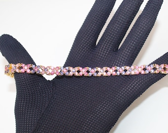 Vintage Joan Rivers Classic Swarovski Crystal Bracelet, Sparkling Pink, Blue, Lavender Crystal Gold Tone Tennis Bracelet Signed Joan Rivers