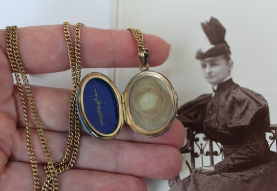 Antique Victorian Era 1870s Robin Egg Blue Mourni… - image 3