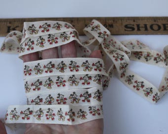 Ruban de coton Mickey Mouse des années 1930 RARE, rareté Mickey Mouse début des années 1930 tout en coton, longue queue de rat Mickey Mouse au début des années 1930, 72 po.