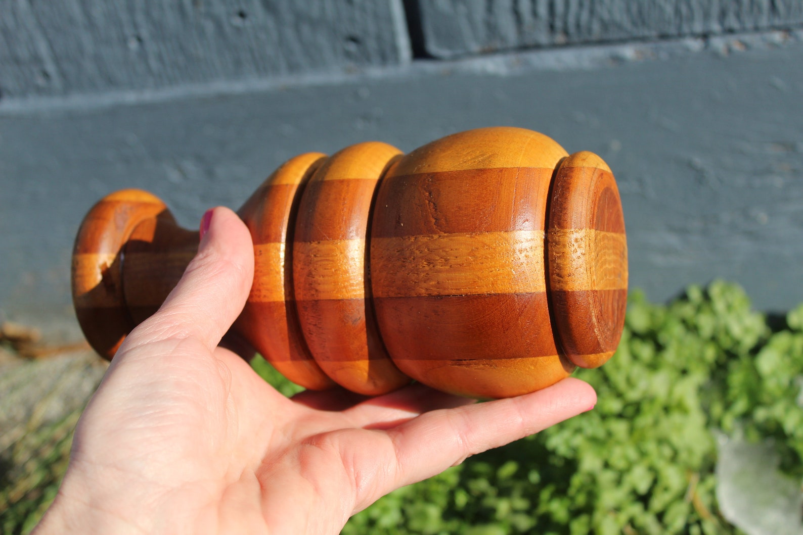 Vintage Turned Wood Vase Handmade Wooden Vase Cherry and Oak Etsy