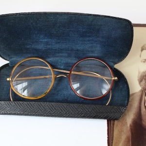 Antique Original 1800s Eyeglasses by WINDSOR with Original,  Round Frames Coated in Celluloid Bifocal Glasses York PA Estate