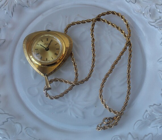 Vintage Swiss Made Mid Century Mod Watch Necklace By Endura - Endura Pendant Watch