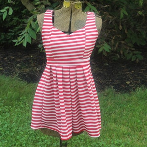 Cute Size M Red & White Striped Summer Dress, Heart Shaped Cut Out in Back  by Poof Couture, Never Worn, Excellent - Etsy India