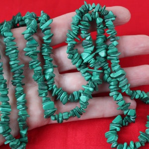 Vintage 1970s BOHO Green Malachite Natural Rough Beads Long Necklace Extra Long 34 Long Strand Malachite Beads image 1