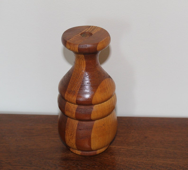 Vintage Turned Wood Vase Handmade Wooden Vase Cherry and Oak Etsy