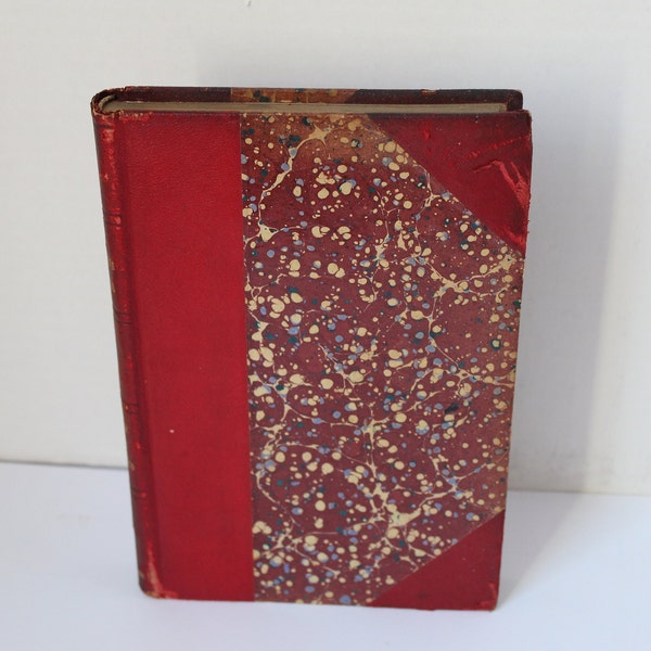 Antique Victorian Era Book 1898 John Stoddard's Lectures and Photos of The Rhine, Belgium, Holland Amsterdam, Mexico, Red Leather Book