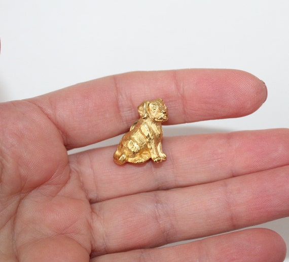 Vintage 1980s Gold Tone Dog Pin Tie Tack or Lapel… - image 1