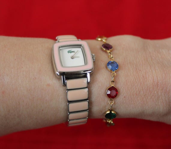 限定お買い得商品 Vintage All Original Scarce IZOD Lacoste Pink Enamel Wrist 時計