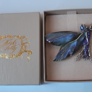 Vintage Large Signed Kirks Folly ASTRAL Fairy Pin Brooch, Iridescent Purple Fairy Pin with Original Kirks Folly Box, Excellent Estate Piece