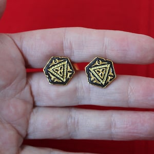 Vintage Men&#39;s Cuff Links, Damascene Spanish Design, Black Enamel, Mixed Metals 6 Sided Gold Tone SPAIN Cuff Links, REDUCED SALE!