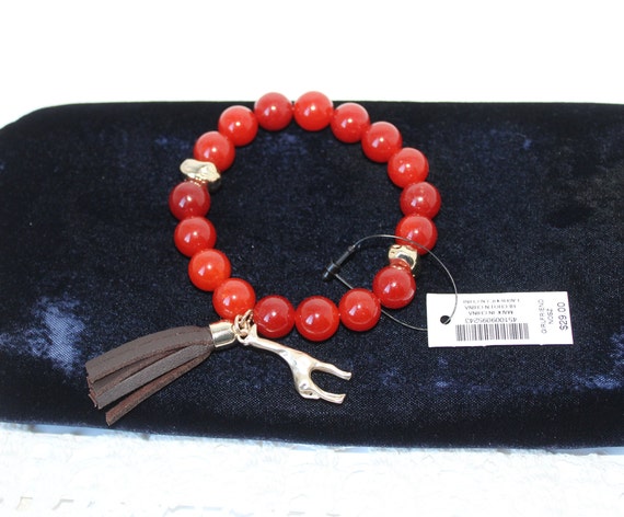 Chicos New With Tags Stretch Bracelet With Orange Glass Beads