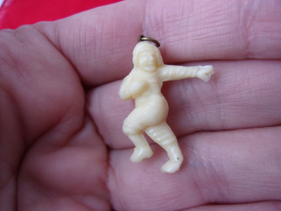 Vintage 1940s Celluloid Football Player Charm, 19… - image 1