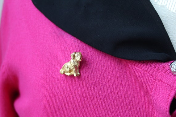 Vintage 1980s Gold Tone Dog Pin Tie Tack or Lapel… - image 2