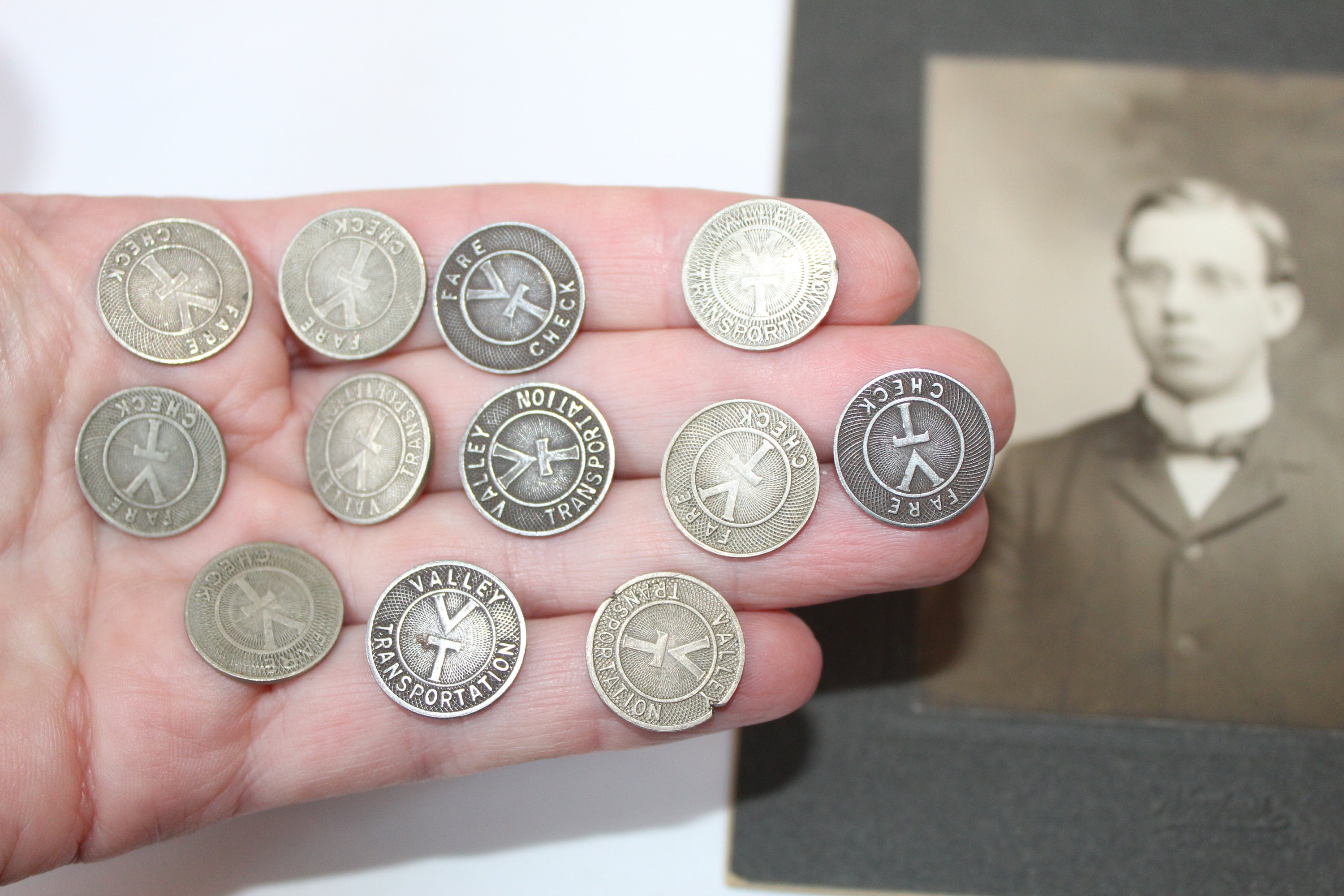 Lot 12 Vintage Railroad Tokens or Transportation Tokens