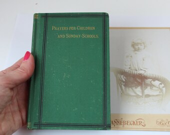 Rare Antique Georgian Era Early Children Christian Religious Book 1831, Beautiful Gilded Green Christian Prayers For Children Phila PA 1830s