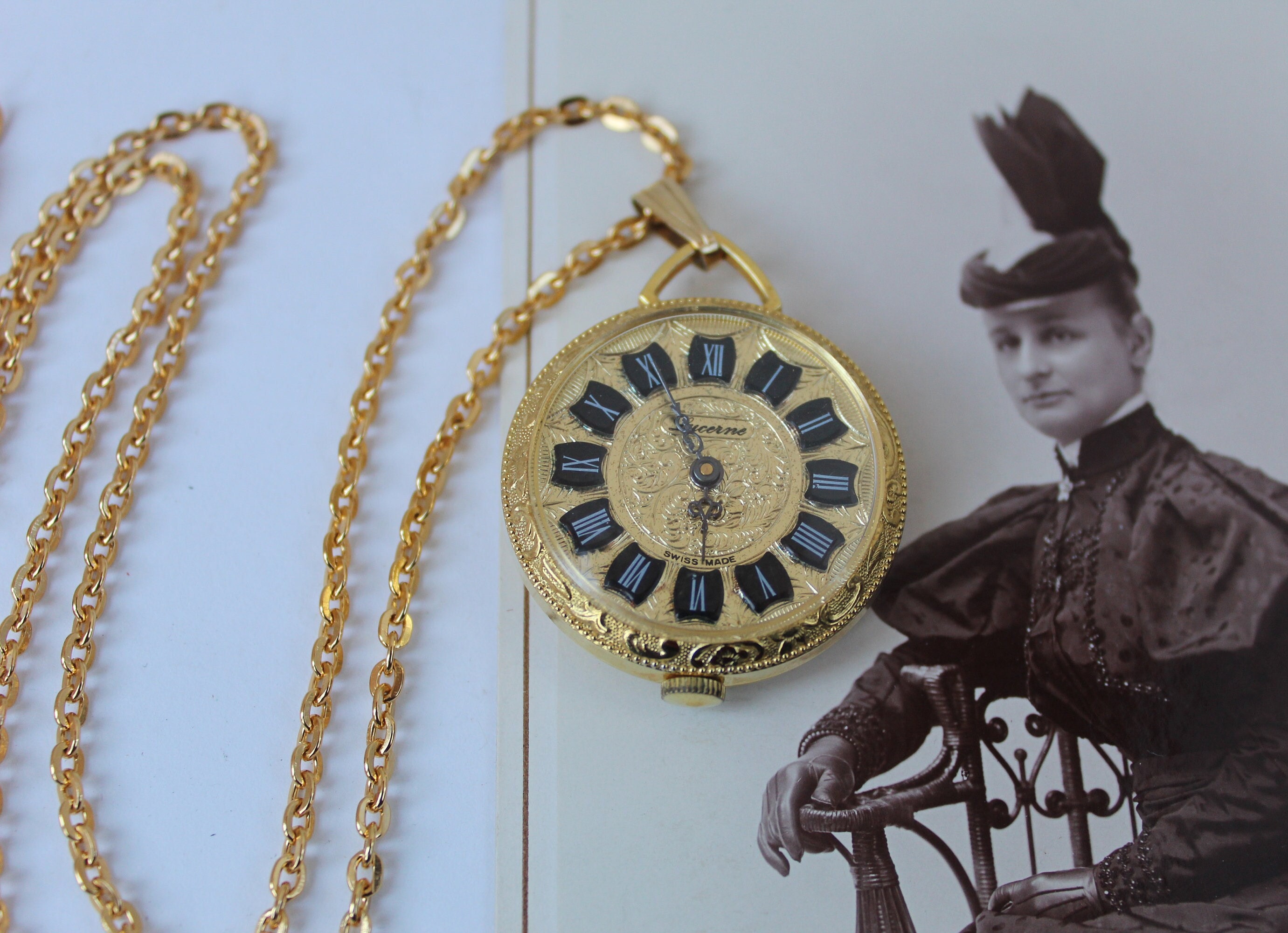 Gold Lucerne Swiss Made Watch Pendant Swiss Made Lucerne