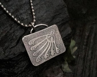 Handcrafted Sterling Silver Pendant of 'Dork fahdooz' - print design by Chris Ballew  *ONLY 1 IN STOCK*
