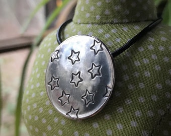 Handcrafted Sterling Silver Circle Star Pendant with a Patina Finish *ONLY 1 IN STOCK*