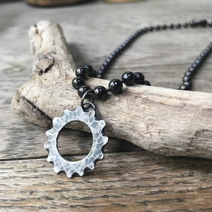 MADE TO ORDER Handcrafted Sterling Silver Hammered Cog Pendant