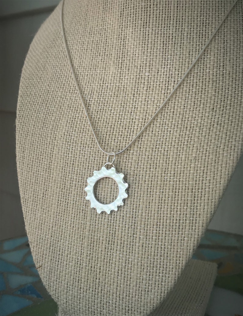 MADE TO ORDER Handcrafted Sterling Silver Hammered Cog Pendant