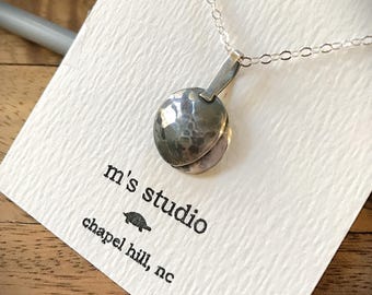 Handcrafted Quarter Moon Sterling Silver Pendant with Patina *ONLY 1 IN STOCK*