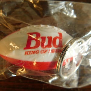 Bud King of Beers Red and White Football Keychain in Unopened Plastic