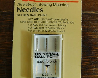 Set of 3 Dritz Sewing Machine Needles Size 14 (90) Golden Ball Point in Unopened Package