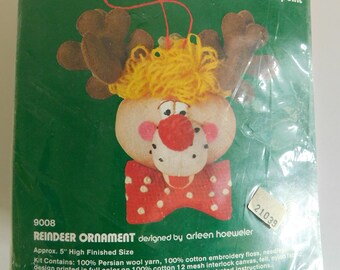 Dimensions Needlepoint Reindeer Ornament in Unopened Package