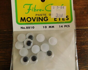 Perles fibre artisanale vintage 10 mm en pâte pour les yeux mobiles dans un emballage non ouvert de 14 pièces