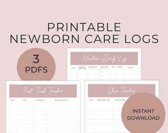 Minimalist Newborn Planner Kit, Baby Tracker, First Foods (Digital Download)