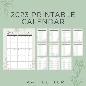 Simple Botanical 2023 Printable Calendar with Dates