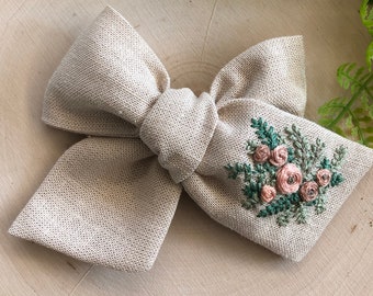 Hand-Embroidered Hair Bow