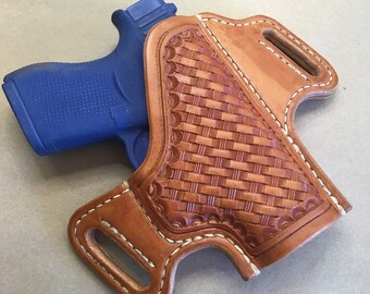 The "Pancake" Holster for a Glock 43..... Handmade from Saddle Leather.