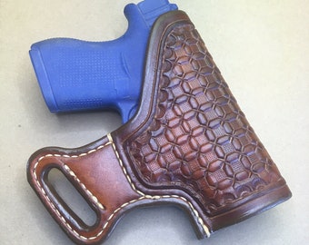 The "Sidekick" Holster for a Glock 43..... Handmade from Saddle Leather.