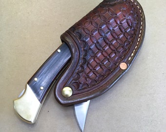 The "One-Hander" Knife Sheath... One Hand Opening... Vertical Carry..... For The Buck 110 Folding Hunter Knife.